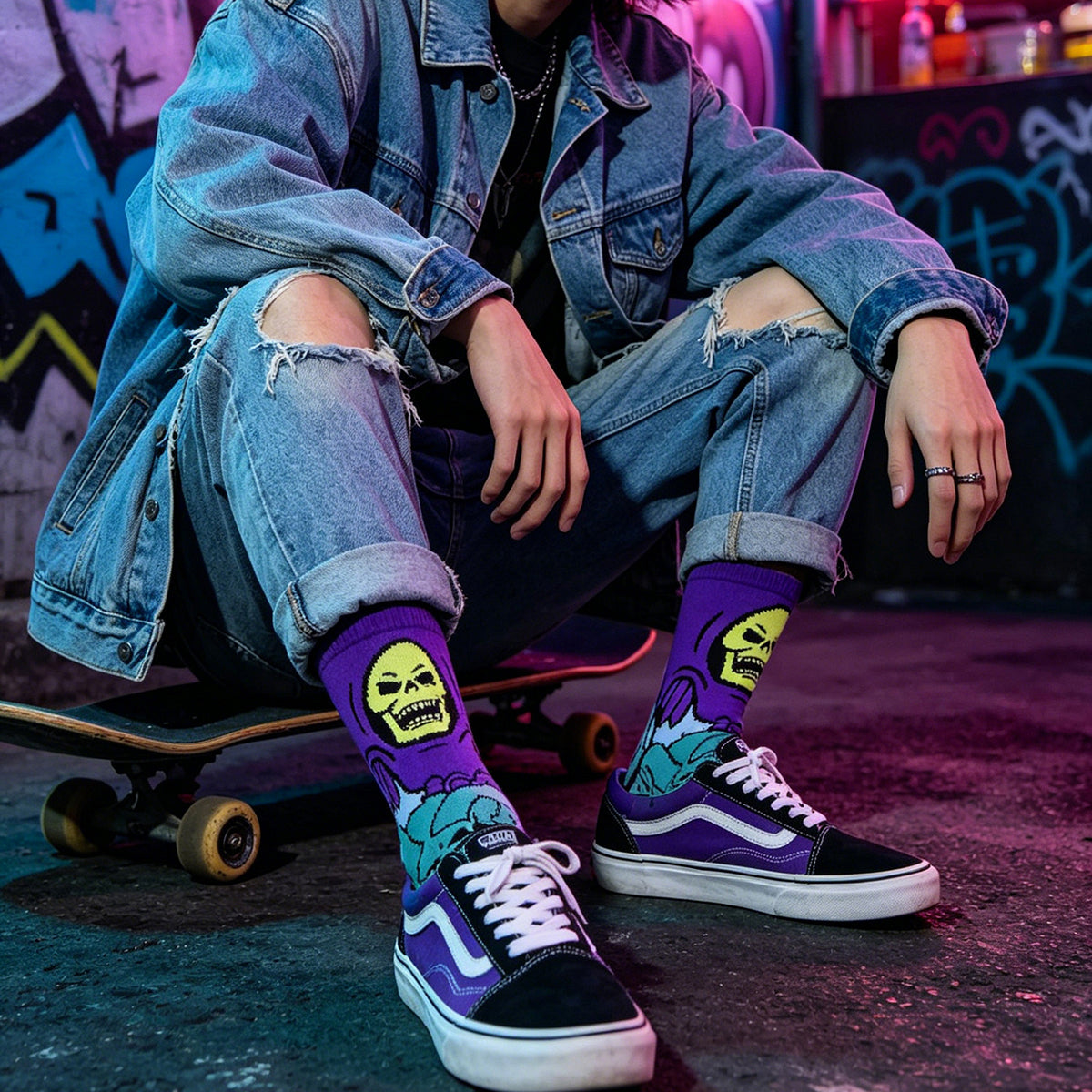 Calcetines de dibujos animados y anime de Skeletor