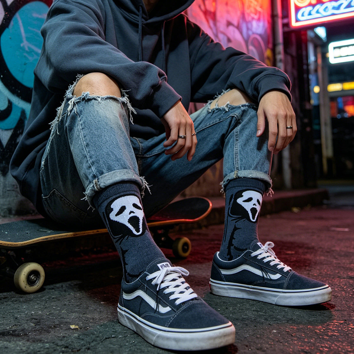 Ghost Face Cartoon Anime Socks