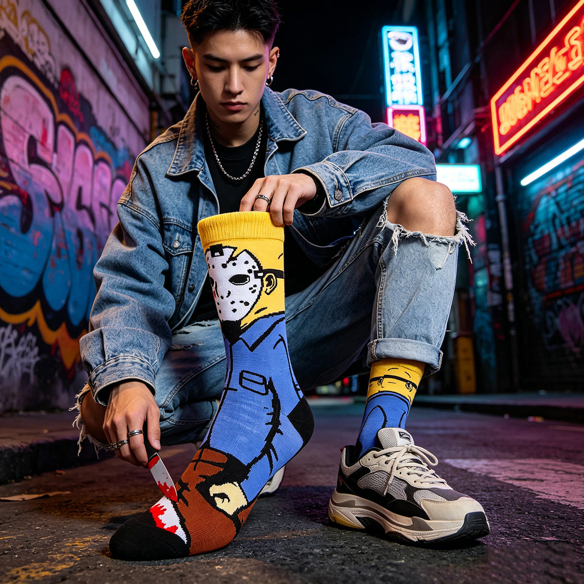 Friday 13 Jason Cartoon Anime Socks