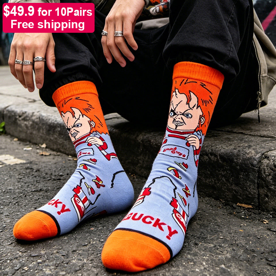 $49.9 FREE Shipping | 10Pairs Horror Socks | $4.99/Pair | Chucky Jason Freddy Joker